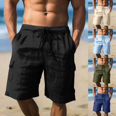 Men's Sports Cotton Linen Casual Loose Shorts Casual Pajamas Pocket Jogging Shorts Pants