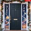 2D Flat, 2D Flat - 2D Flat, 2pcs, Merry Christmas Themed Front Porch Sign Banner, Polyester, Featuring a Full, Santa'S Sleigh, Reindeer, And Snow Vill