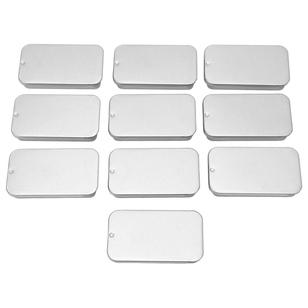 10pcs Empty Slide Top Tin Container Portable Silver Tin Empty Box for Lip Balm Solid Perfume