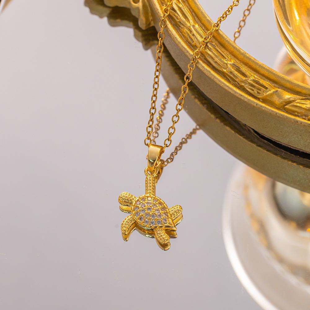 

Women Girls Fashion Marine Animals Necklace Stainless Steel Chain Shiny Zircon Starfish Shell Octopus Jewelry Accessories Gifts
