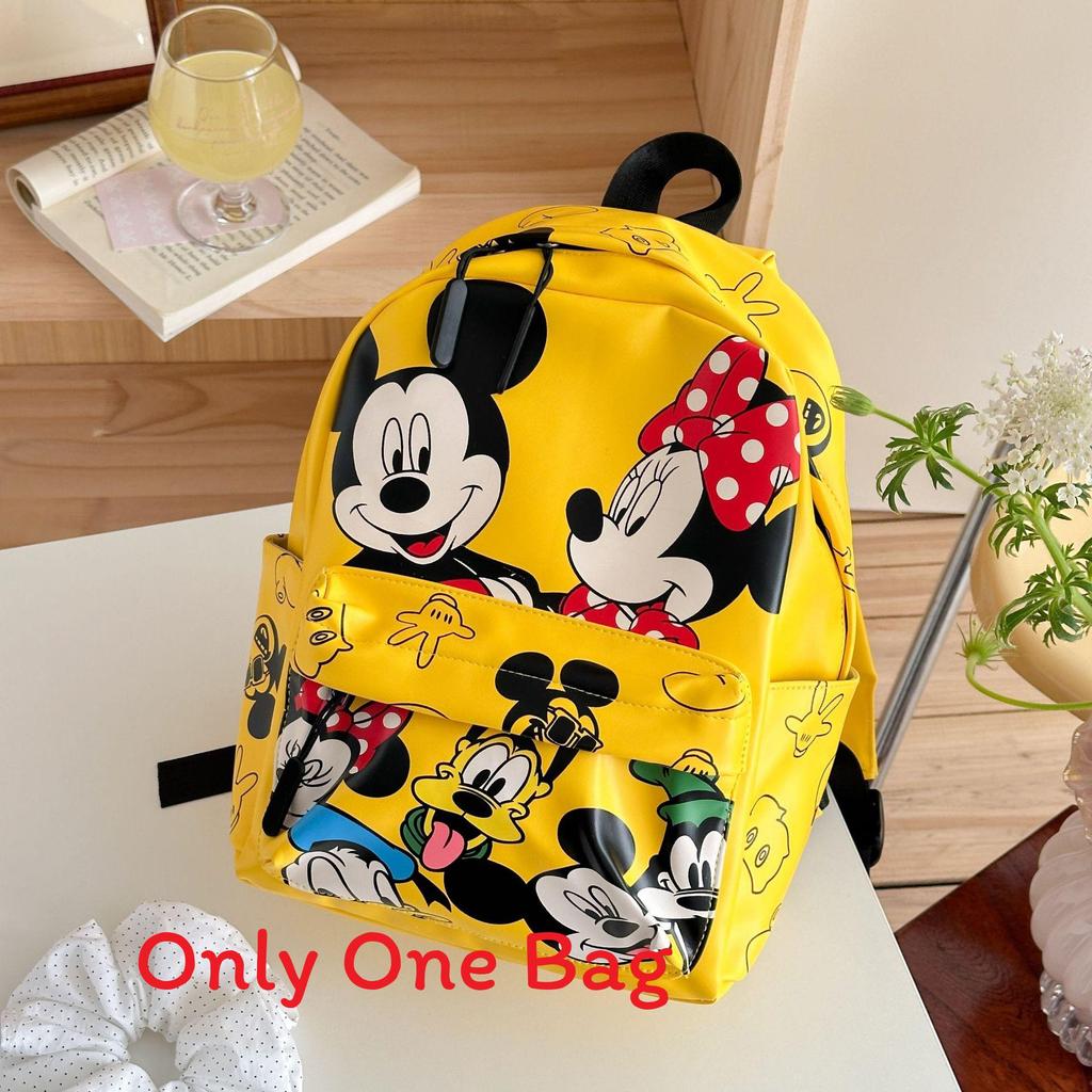Mickey Mouse Kids Backpack Cartoon Print Breathable Pu Kindergarten School Bag For Children