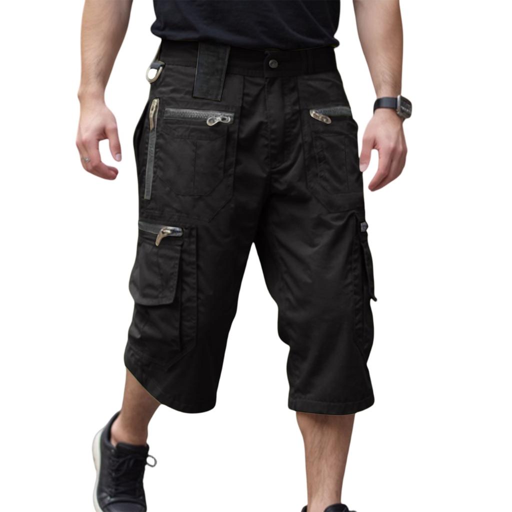 Pantalones Cargo 3/4 para Hombre - Pantalones Cortos de Trabajo Holgados Estilo Vintage con Múltiples Bolsillos
