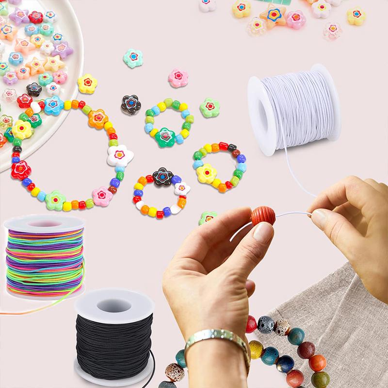 Stretchy String for Bracelets 3 Colors 1 mm Sturdy Elastic String Cord for Jewelry Making, Necklaces, Beading and Crafts