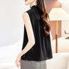 Silk shirt women's summer new sleeveless solid color inner with fungus edge mulberry silk bottoming top