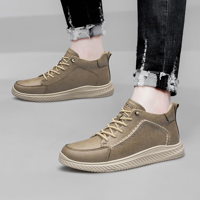 Mode Winter Plüsch Schnee High Top Schuhe Herren Sneaker Botas Rutschfest Herren Echtleder Wanderstiefel Schnürung Herren Casual Stiefeletten