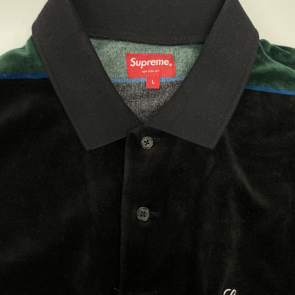 Supreme Multicolor 19AW Border Velvet Rugby Shirt tops L multicolorUsed