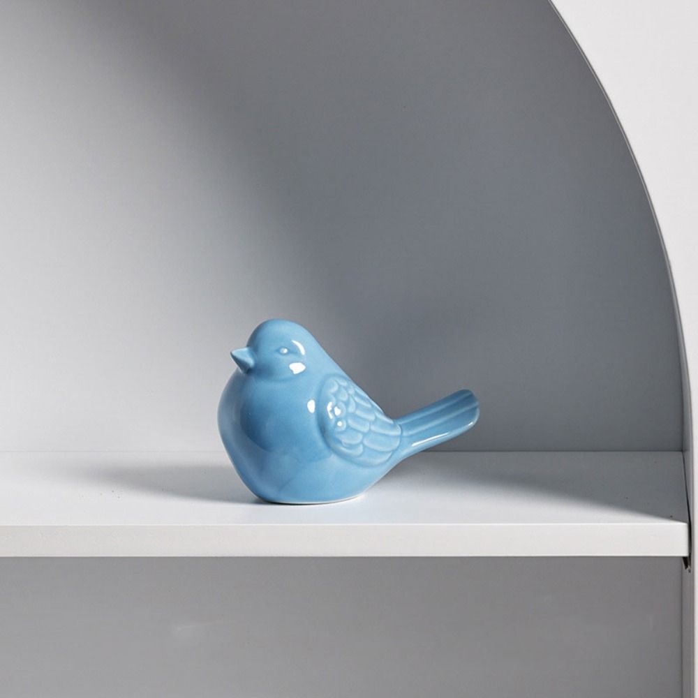 1/2pcs Ceramic Porcelain Bird Figurine Statue Yellow/Blue Home Decor Bird Ornaments Living Room