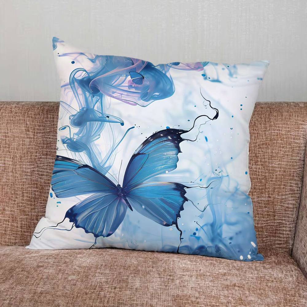 Blue Butterfly Ocean Wave Pillow Case Pillowcase Home Sofa Cushions Car Cushions Pillowcover Office Pillowshell Pillow