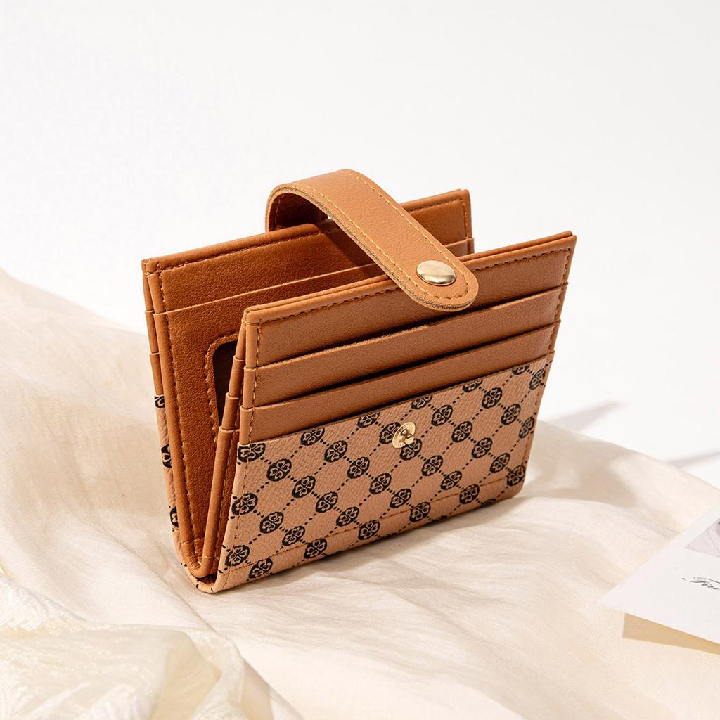 New Women's Short Small Wallet Fashionable Folding Change Bag Classic Contrasting Color Ultra-thin Card Bag