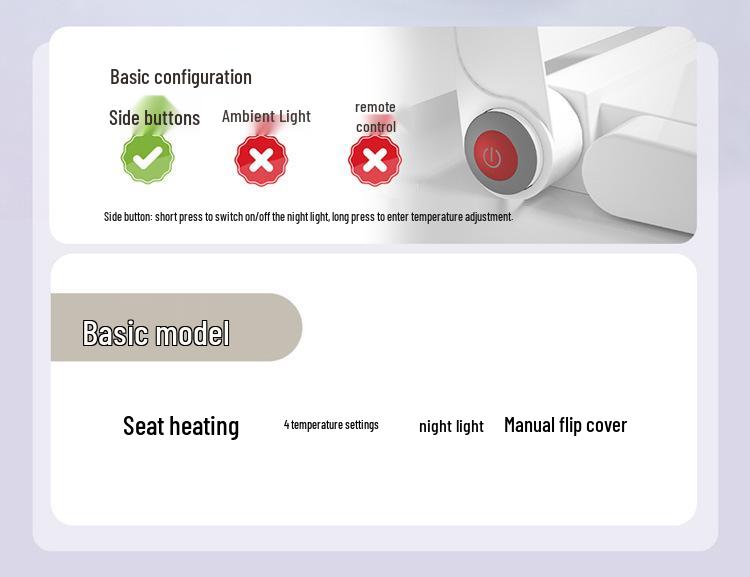 Intelligent Heated Toilet Seat with Automatic Flushing and Night Light - Fits U & V-Shaped Toilets