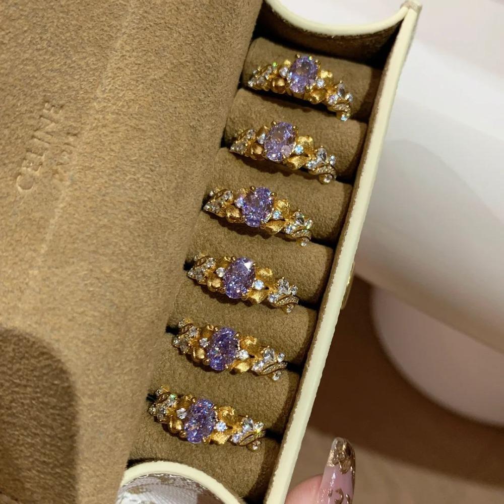 Vintage French Style Bauhinia Flower Ring for Women Handmade Brushed Minimalist Fashion Jewelry