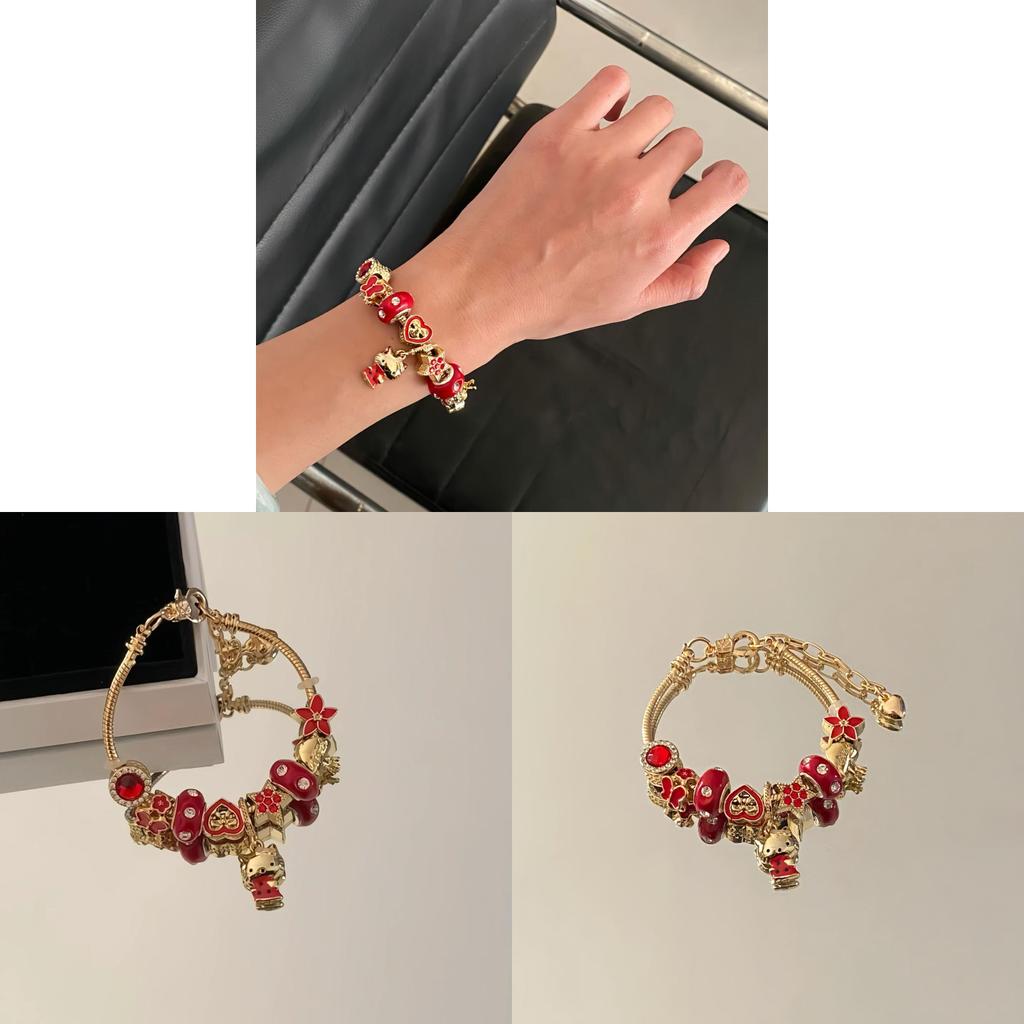 Hello Kitty Beaded Jewelry Necklace With Charm For Gift And Casual Wear