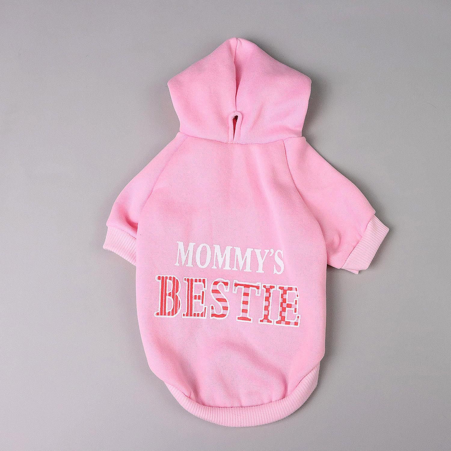 

Pet Clothes for Dog Cat Puppy Hoodies Coat MOMMY S Bestie Sweatshirt Dog Outfits for Small Medium Dog Cat S рожевий