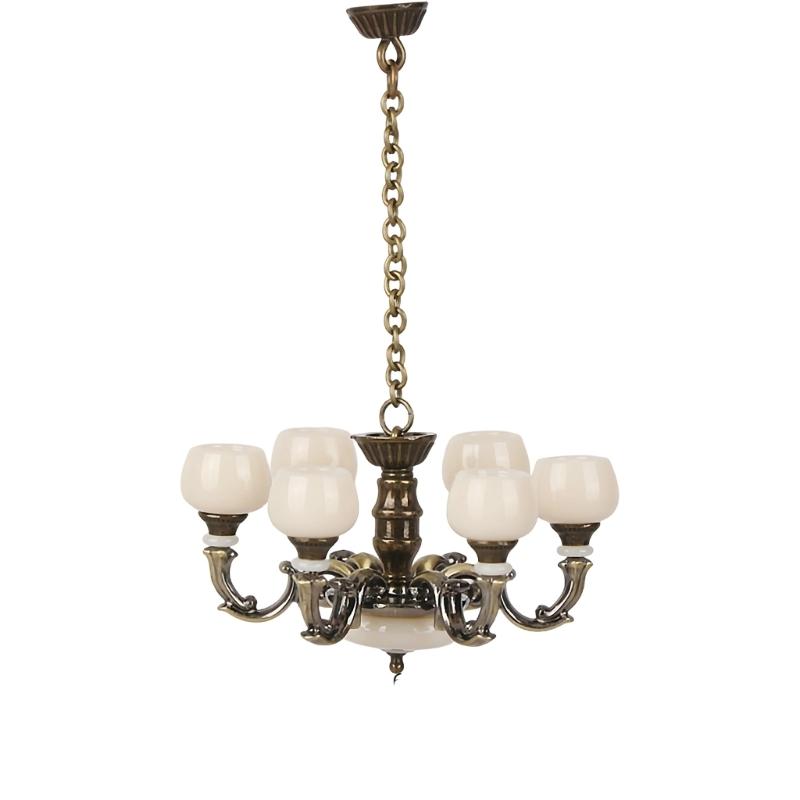 1/12 Miniature Chandelier Lamp Model Figurine Furniture For Doll House Living Room Decoration With Realistic Design