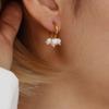 Stainless Steel Pearl Hoop Earrings for Women 18K Gold Color C-Shape Drop Earring Daily Vintage Elegant Zircon Accessories