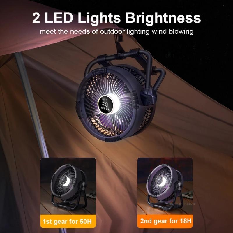 Portable Rechargeable Outdoor Camping Fan 20000mah Mini Air Cooler Remote Control With Night Light