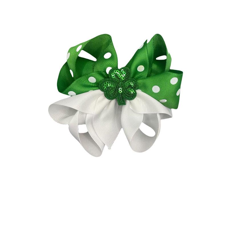European Saint Patrick's Day Shamrock Bow Hair Clip for Girls
