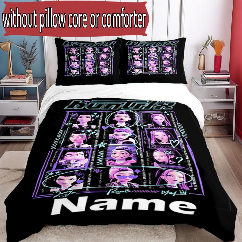 Set copripiumino 3 pezzi (1*Copripiumino + 2*Federe, Senza Nucleo), Set Biancheria da Letto Personalizzato con Nome KPop Cacciatori di Demoni, Decorazione Camera da Letto Casa Regalo