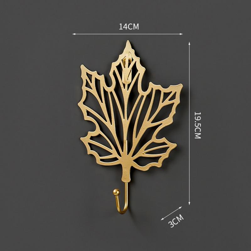 Gold Leaf Shape Metal Hooks Wall Hanger Hanging Storage Rack For Towel Clothes Home Bathroom Decoration Organizer