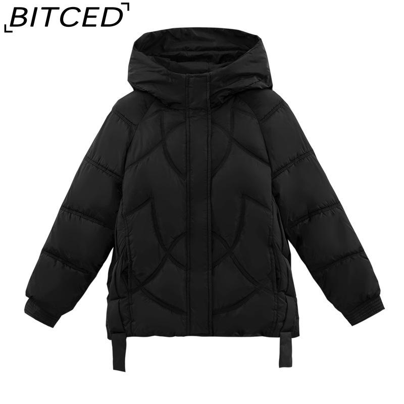 BITCED Loose-Fit Women's Winter New Arrival Short Casual Hooded Oversized Cotton Coat, Cotton Jacket, Padded Jacket