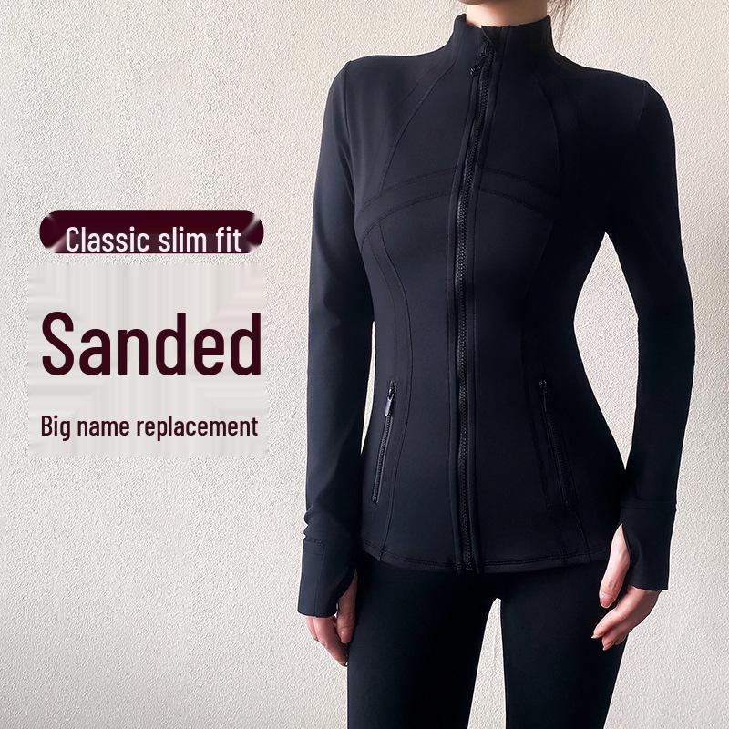 

Women s Autumn/Winter Slimming Yoga Jacket with Zipper and Stand Collar L