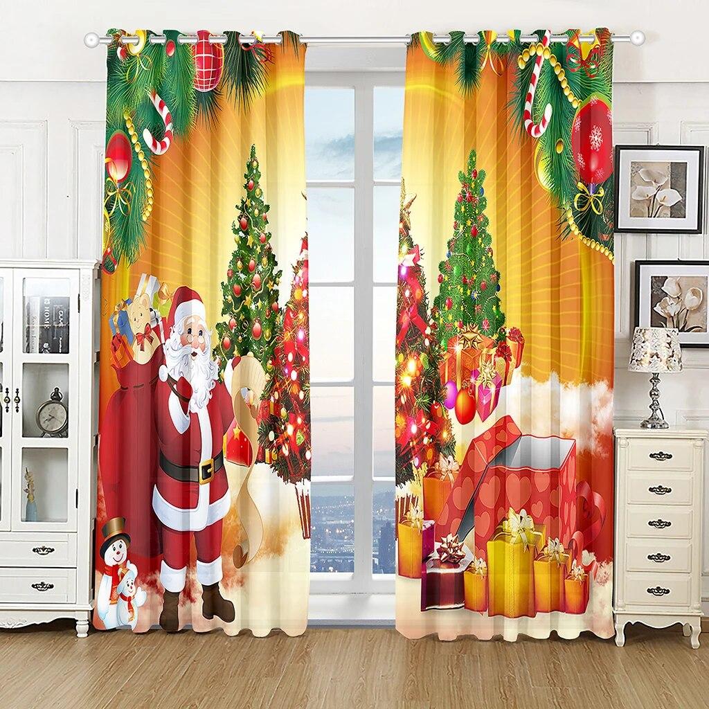 Natale, tende per albero di Natale natalizio, tende con stampa digitale per soggiorno, decorazione della stanza, cucina, soggiorno