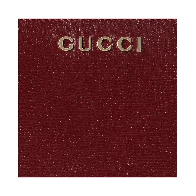 Gucci Metal Brand Logo Zipper Closure Leather Wallet Women's Red