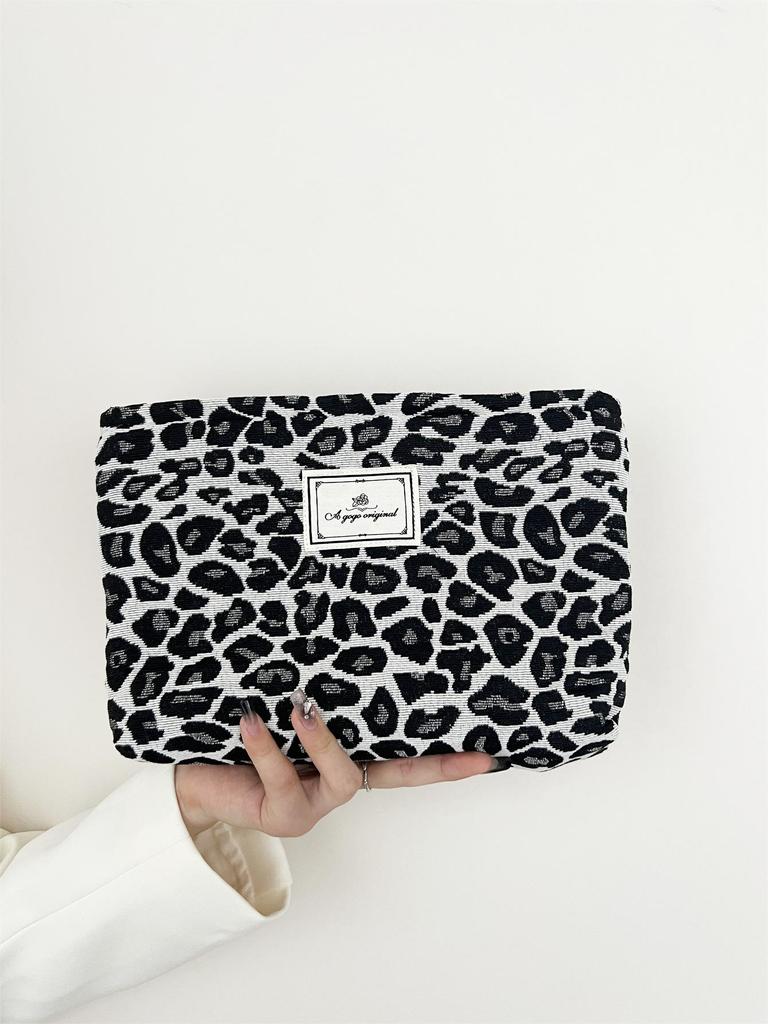Leopard Print Travel Makeup Bag - Thick, Convenient, Handheld Toiletry Storage