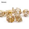7 Pcs Golden White Dragon Metal Dice Dragon Hollow Metal Polyhedral Dice Set Suitable for Role-Playing RPG  Board Game Card Game
