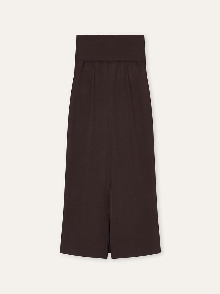 Obeleu Foldable Ribbed Dress Skirt - Brown