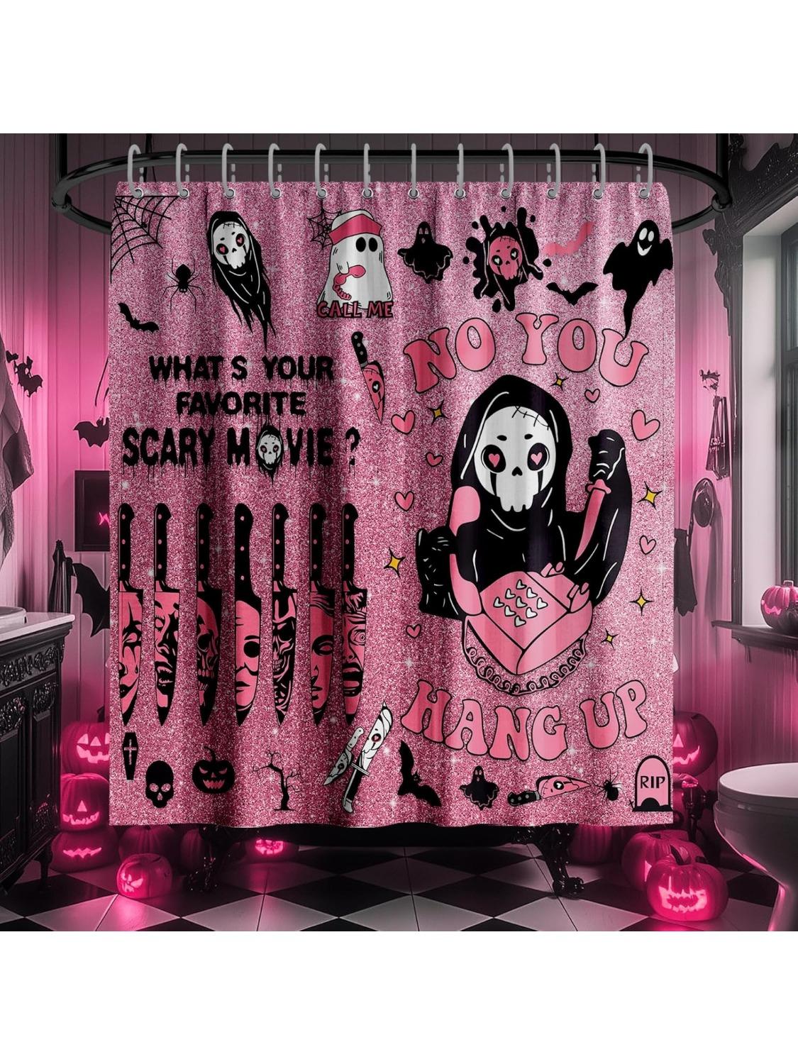 

Scary Gothic Horror Face Shower Curtain, Funny Halloween Bathroom Decor, 72X78 Waterproof Polyester Curtain With Hooks W60H190(CM)-1 Pcs