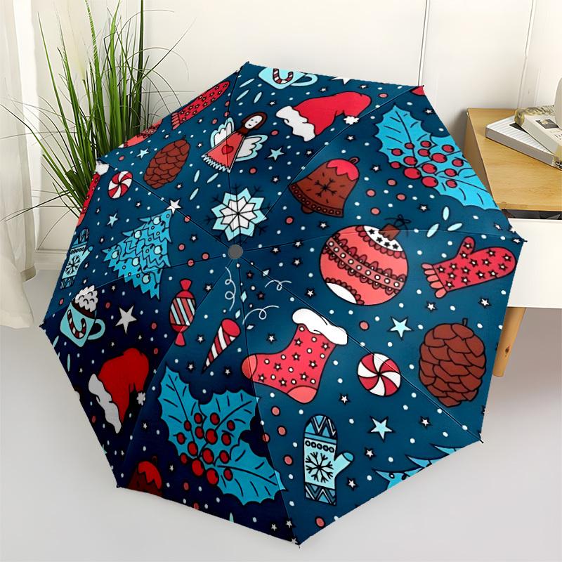 

1pc Christmas, Winter Open/Close Folding Umbrella, All- Portable Umbrella for & Men, Stylish Accessory (Holiday Gift) 8-Rib yy251213175