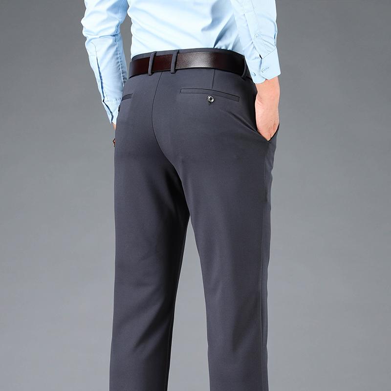 Spring Autumn Men's Smart Casual Pants Black Navy Blue Suit Pants Office Male Trousers Big Size Elegant Sports Straight Pants
