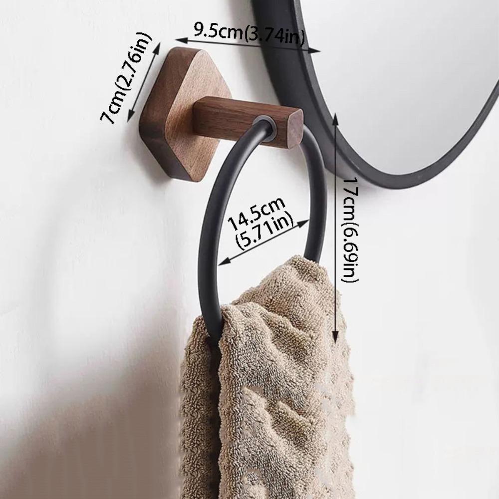 Walnut Wood Portable Towel Racks Round Design Wall Mounted Towel Holder  Home Applications