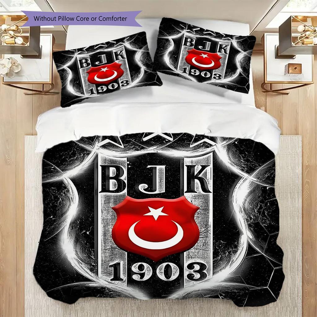 Besiktas logotyp Mönster Sängkläder Täcke Set Påslakan Örngott Heminredning Födelsedagspresent (1 * påslakan + 2 * örngott, utan kärna)