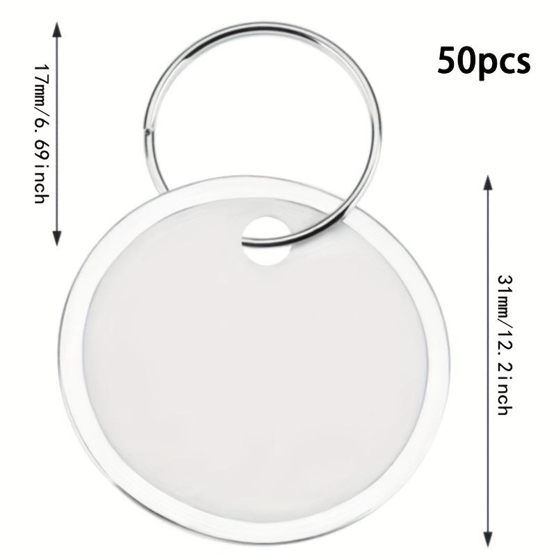 50pcs Round Paper Key Tags (White) – Metal Rim & Ring for Car Keys, Door Keys