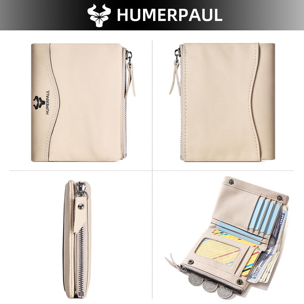 Humerpaul Neue RFID Männer Brieftasche Blockieren Schutz Anti-Diebstahl Scan Männlichen Leder Biflod Kurze Brieftasche Zipper Münzfach Beutel Casual geld Tasche