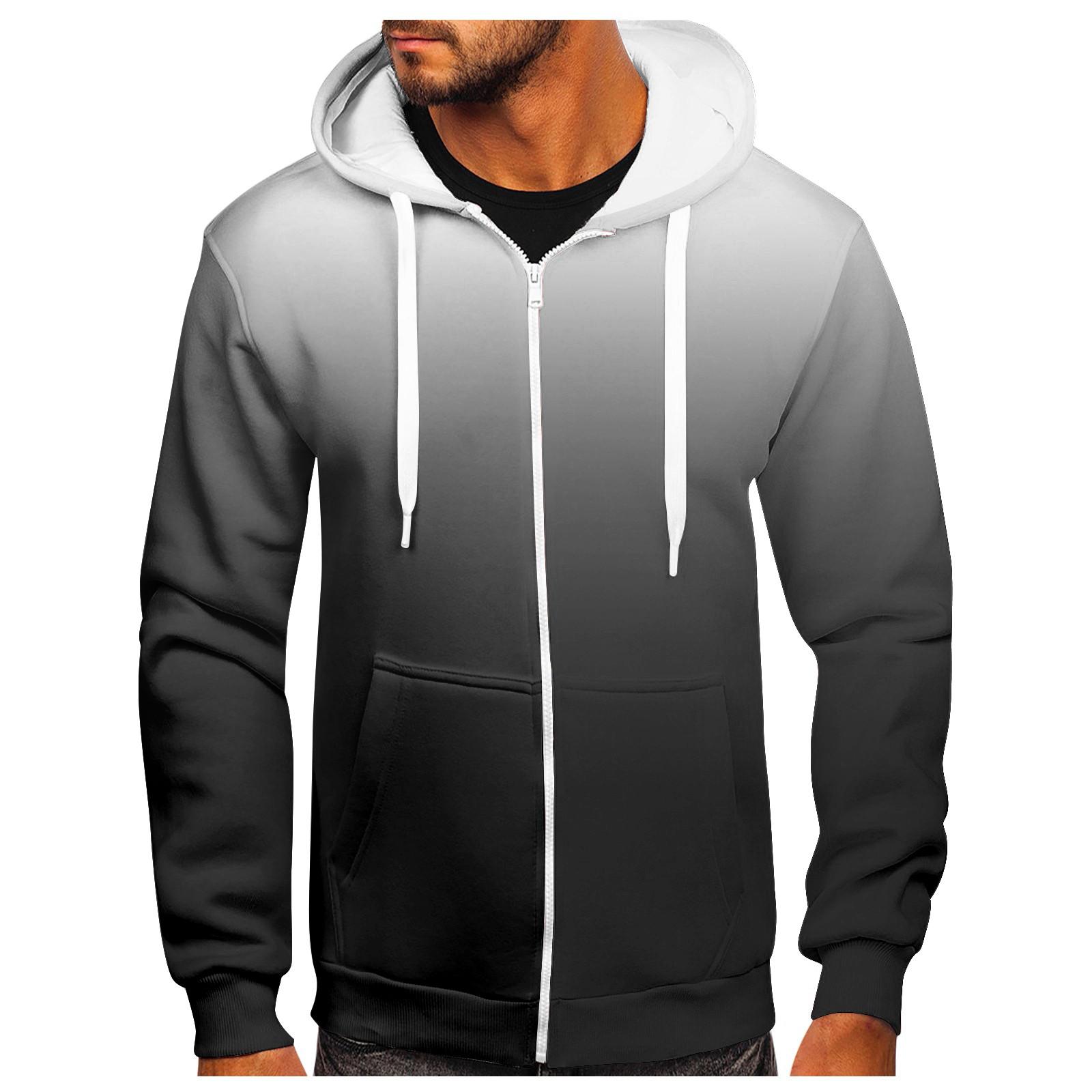 

Мужской свитер на молнии, пальто, модный свитер с капюшоном и принтом XXXL чёрный