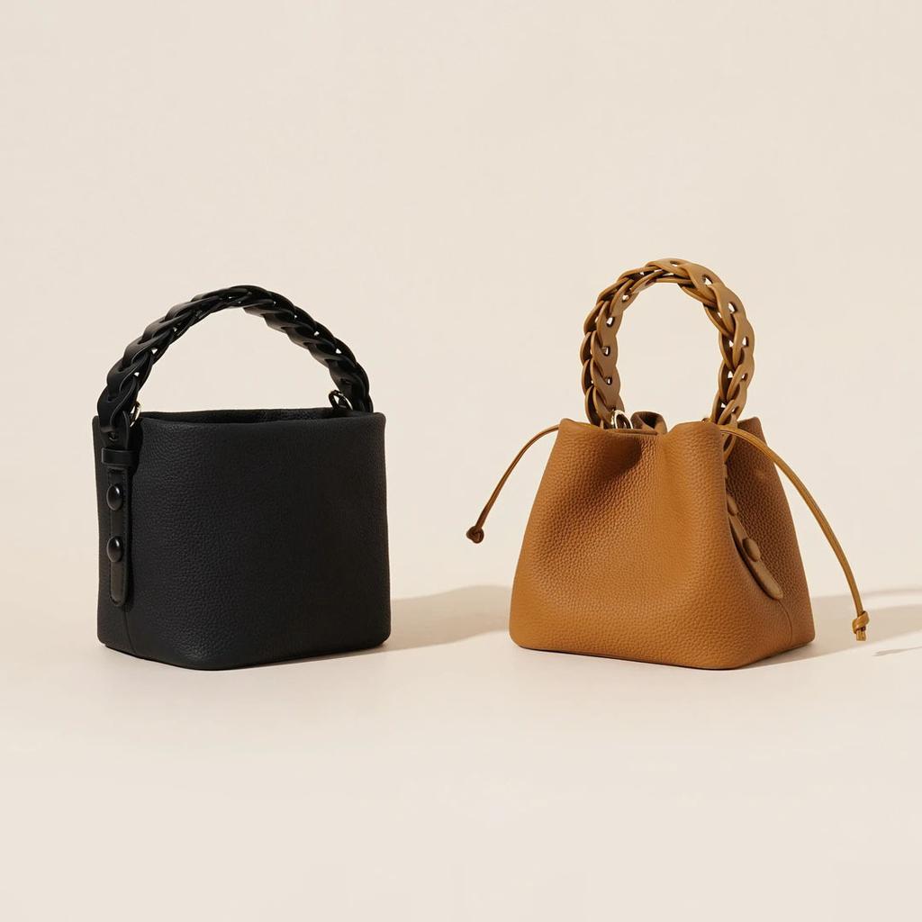 2025 Summer New Casual Versatile Handbag Genuine Leather Fashion Basket Bag Cowhide Crossbody Women's Bag Shoulder Bag