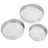 3Pcs Flour Sieve Set 304 Stainless Steel Round Flour Powder Filter Sifter Baking Utensil