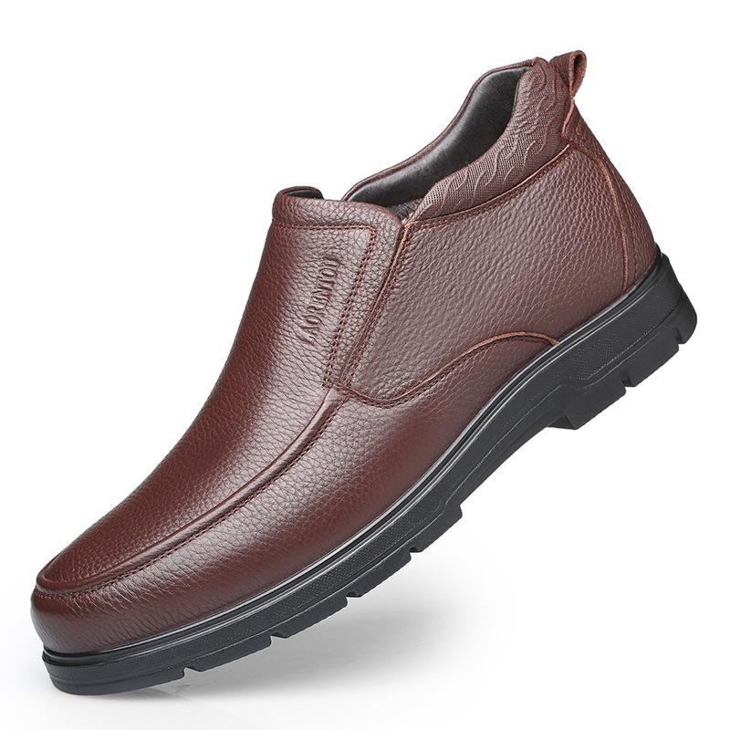 

Old man s head men s shoes new velvet casual professional wear high-top leather shoes men s formal wear round head men s leather shoes 763032 44 коричневый