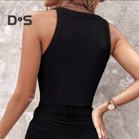 Kadın Yelek Yuvarlak Yaka Kolsuz Parlak Payetli Dekorasyon Atletler Oyuk Tasarım Slim Fit Kamisol Günlük Giyim