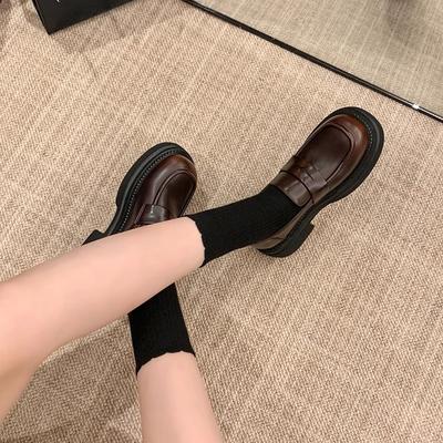 [sheii Su Yinyin] Maillard Einzelne Schuhe Damen Britischer Stil Retro Plateau Slipper Damen Kleine Lederschuhe
