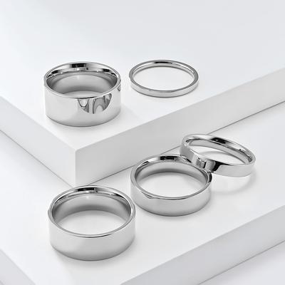Outer Flat Inner Arc Simple Smooth Surface Cold Neutral Wind Titanium Steel Ring Ring