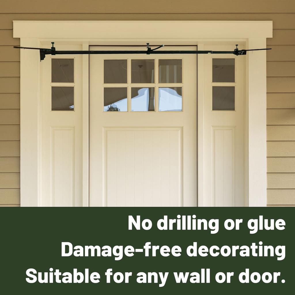 Girlandhängare För Dubbeldörrars Bredd Dörrar | Kraftig Juldekorationshållare För Kransar, Ljus & Girland | Inga Skruvar, Borrning, G