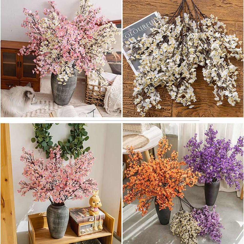 Plastik Künstlicher Pfirsichblütenzweig 97cm Kunstblume Seide Pfirsichblüte Hochzeitsdeko