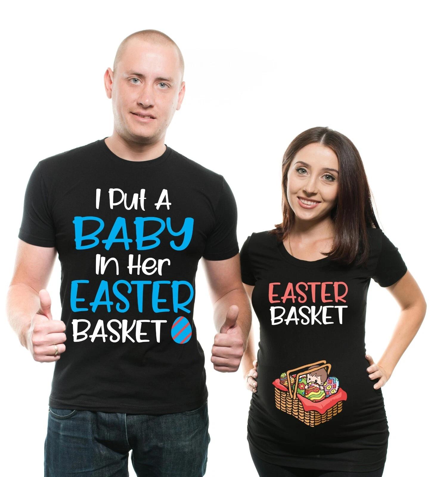 Пасхальная пара Рубашки для беременных Папа Футболка для беременных Мама Беременность Пасхальная корзина S