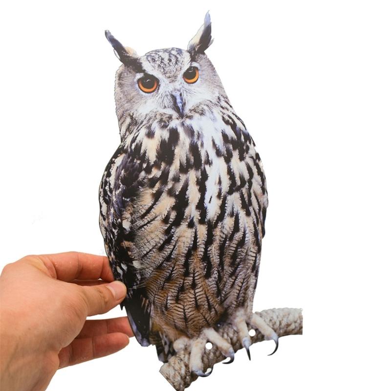 Outdoor Garden Ringing Owl Shape to Deter Birds Hanging Pendant Bird Scarer Gadget with Reflective Strap for Outdoor