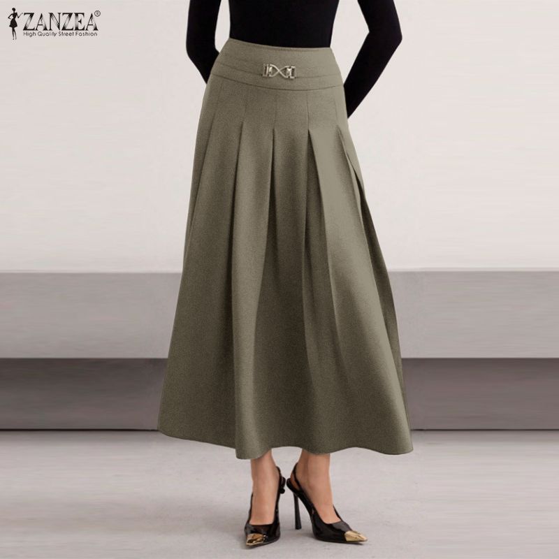 ZANZEA Women Elegant Casual Solid Color Loose Long Skirts