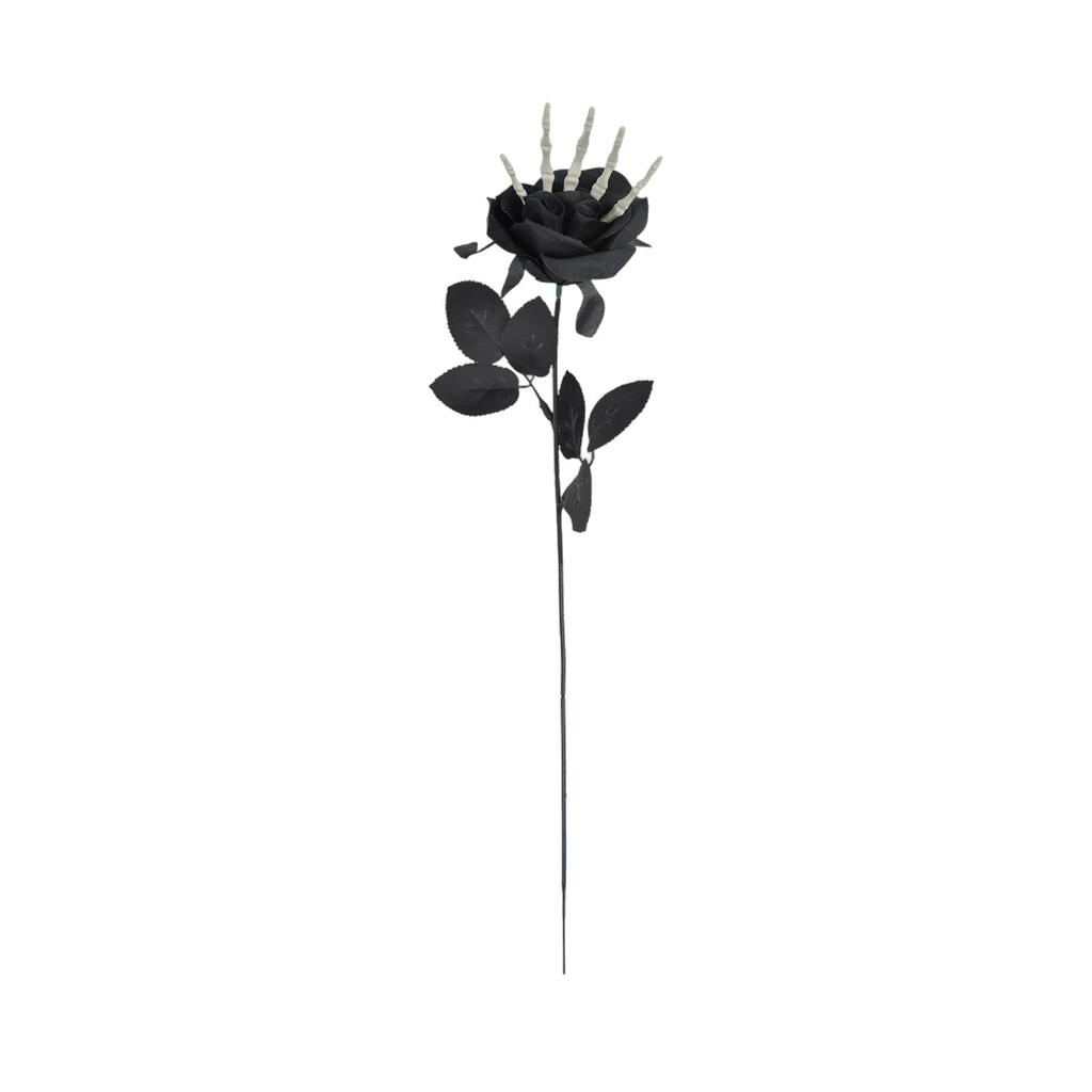 Halloween Skeleton Hand Rose Adornment Creepy Fake Flowers For Indoor Layout And For Halloween Home Decorations And Spooky Scene Setting